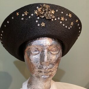 Chic Black Hat with Star Embellishments